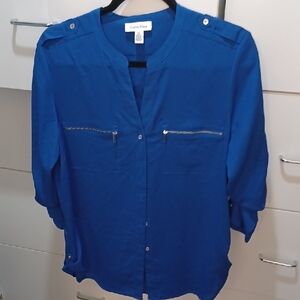 Calvin Klein Royal Blue Blouse with Zipper Details